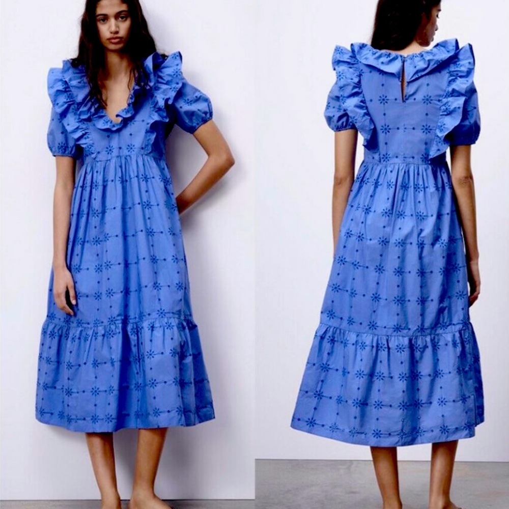 ZARA Embroidered Openwork Dress